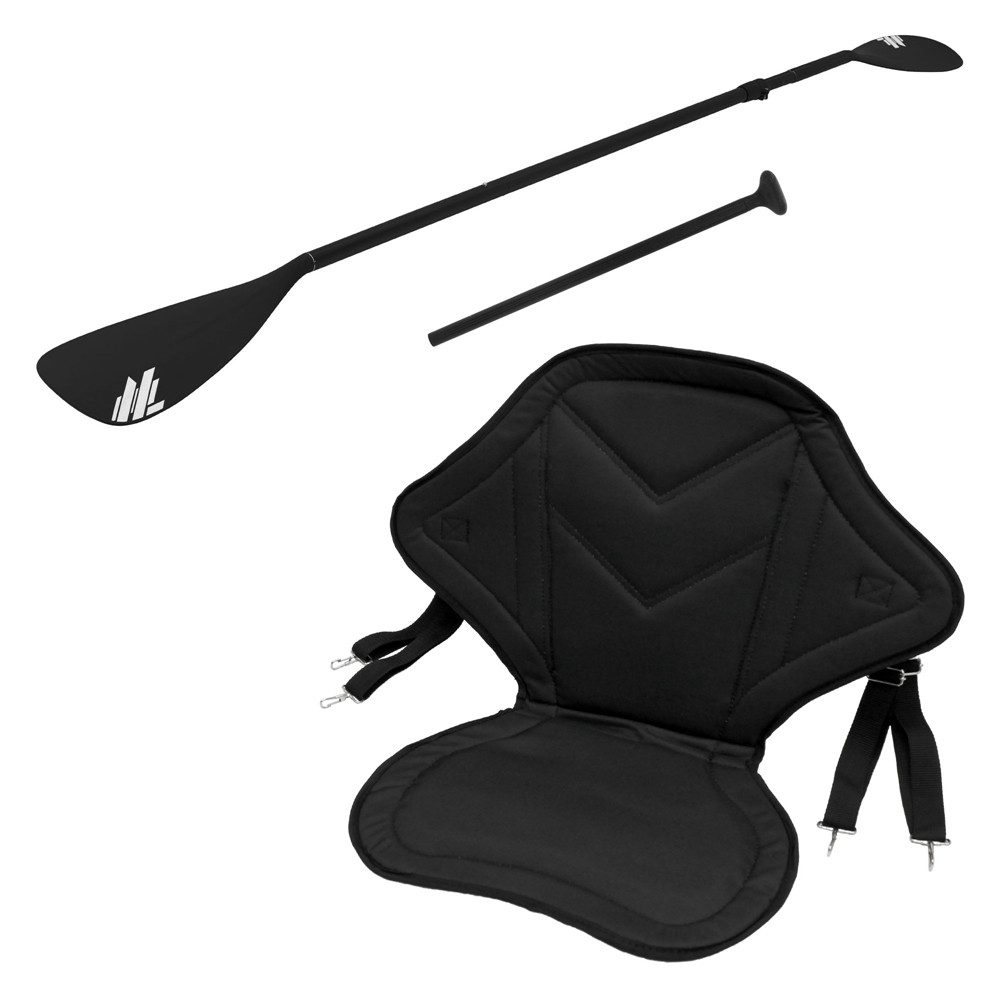 ECD Germany Set Kajak Sitz + Paddel Universal für Stand UP Paddle Board Boote Kanu SUP-Paddel, SUP Sitz mit 2in1 SUP-Paddel Sitz gepolsterter Rutschfester mit Tasche