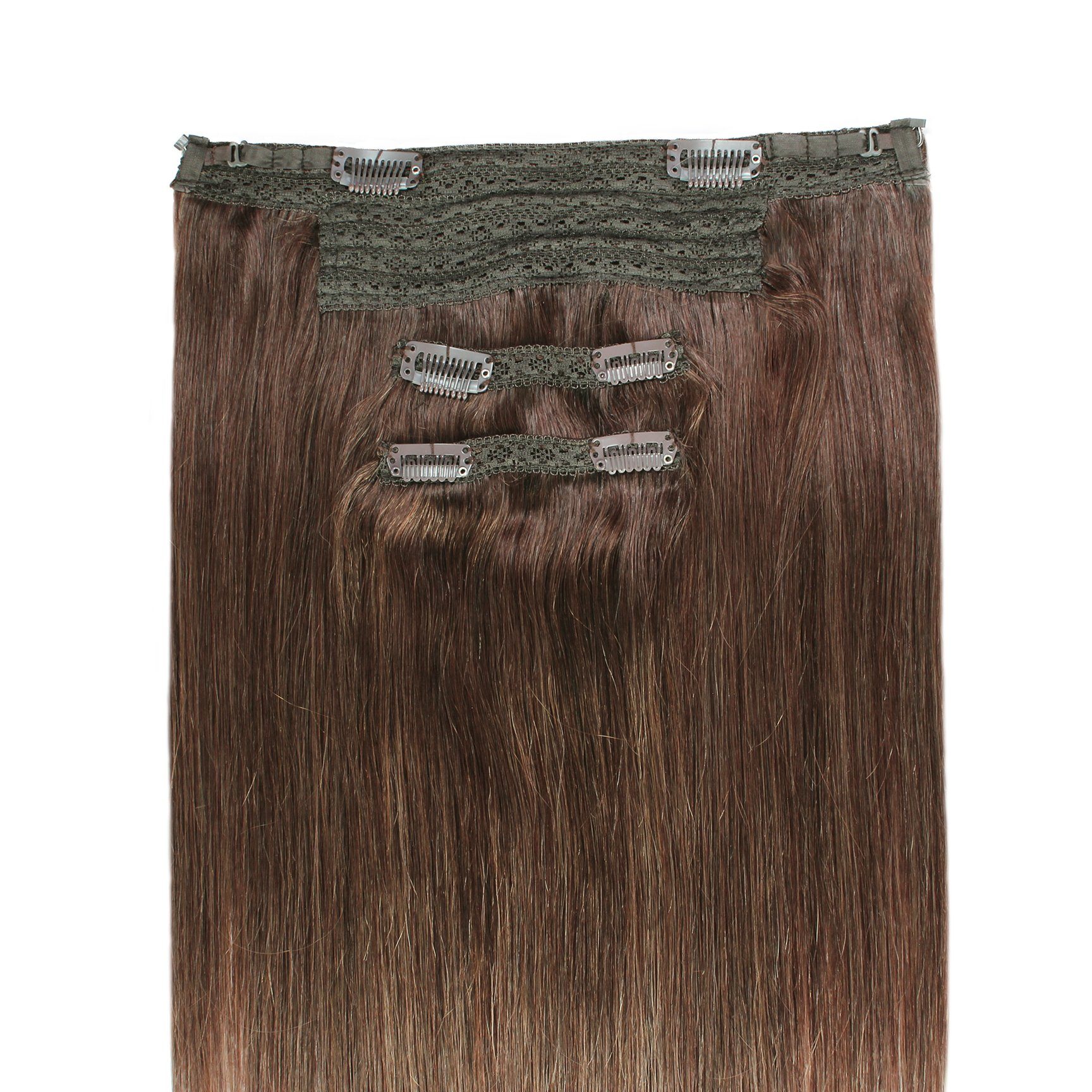 Echthaar-Extension 30cm hair2heart Mittelbraun in Premium Flip #4/77 Extensions Intensiv