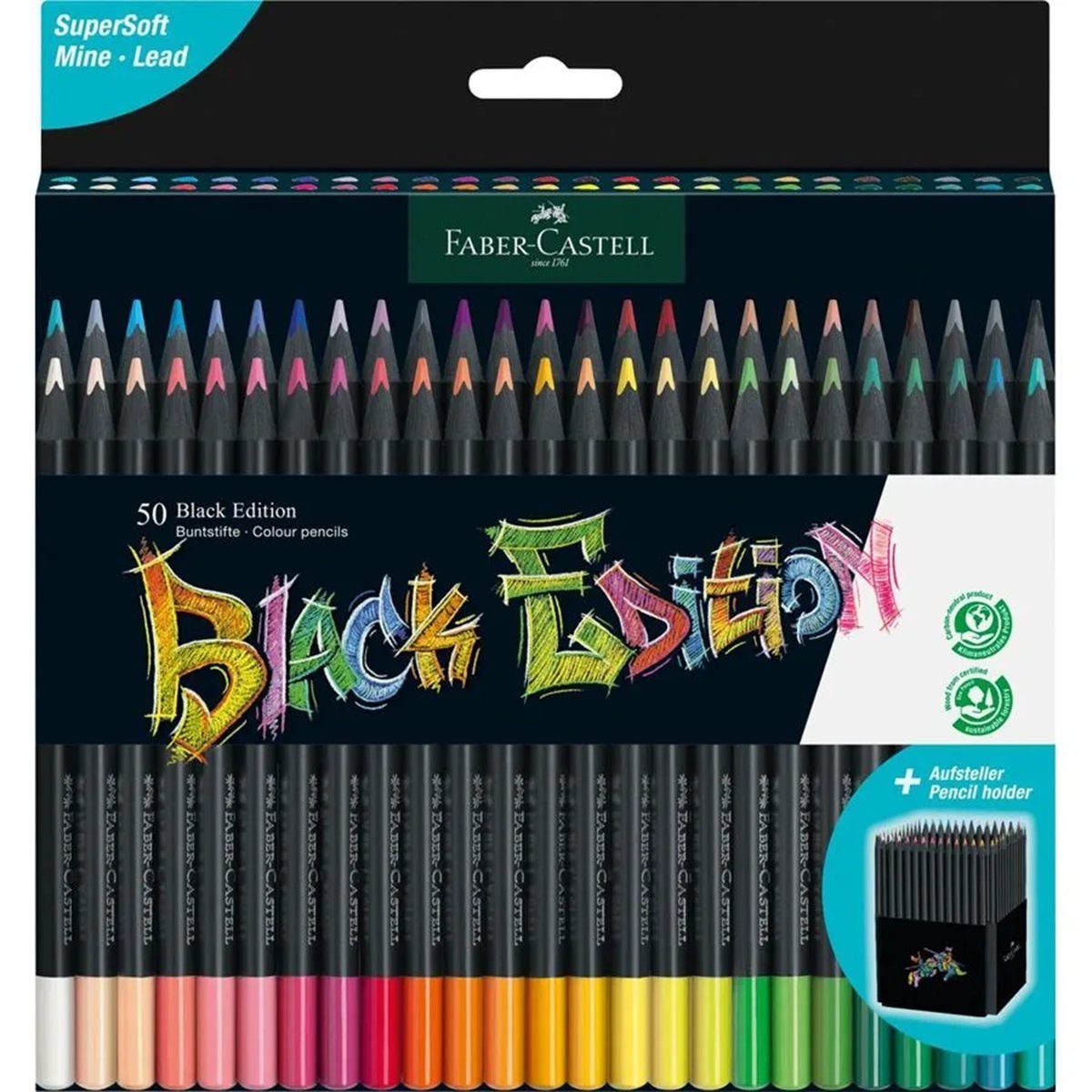 Faber-Castell Buntstift Black Edition Buntstifte 50er Kartonetui