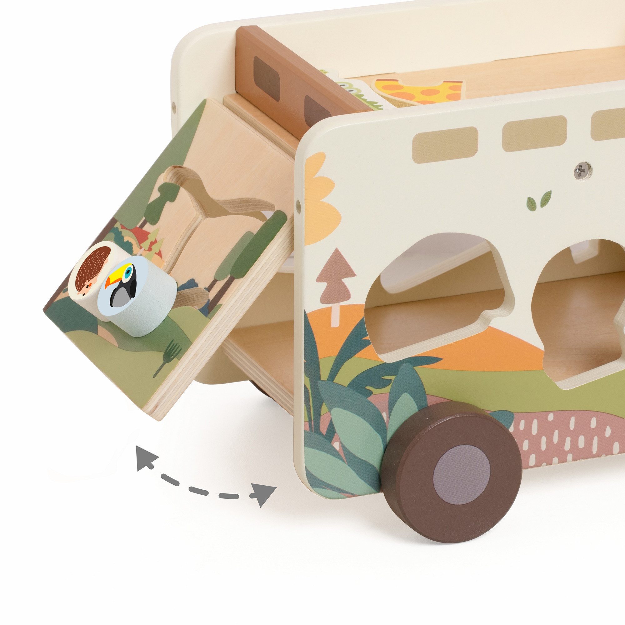 Classic World Steckspielzeug Classic World - Steckspiellaster Safari - 25,9x15,6x15,6cm +18M, Aus Holz.