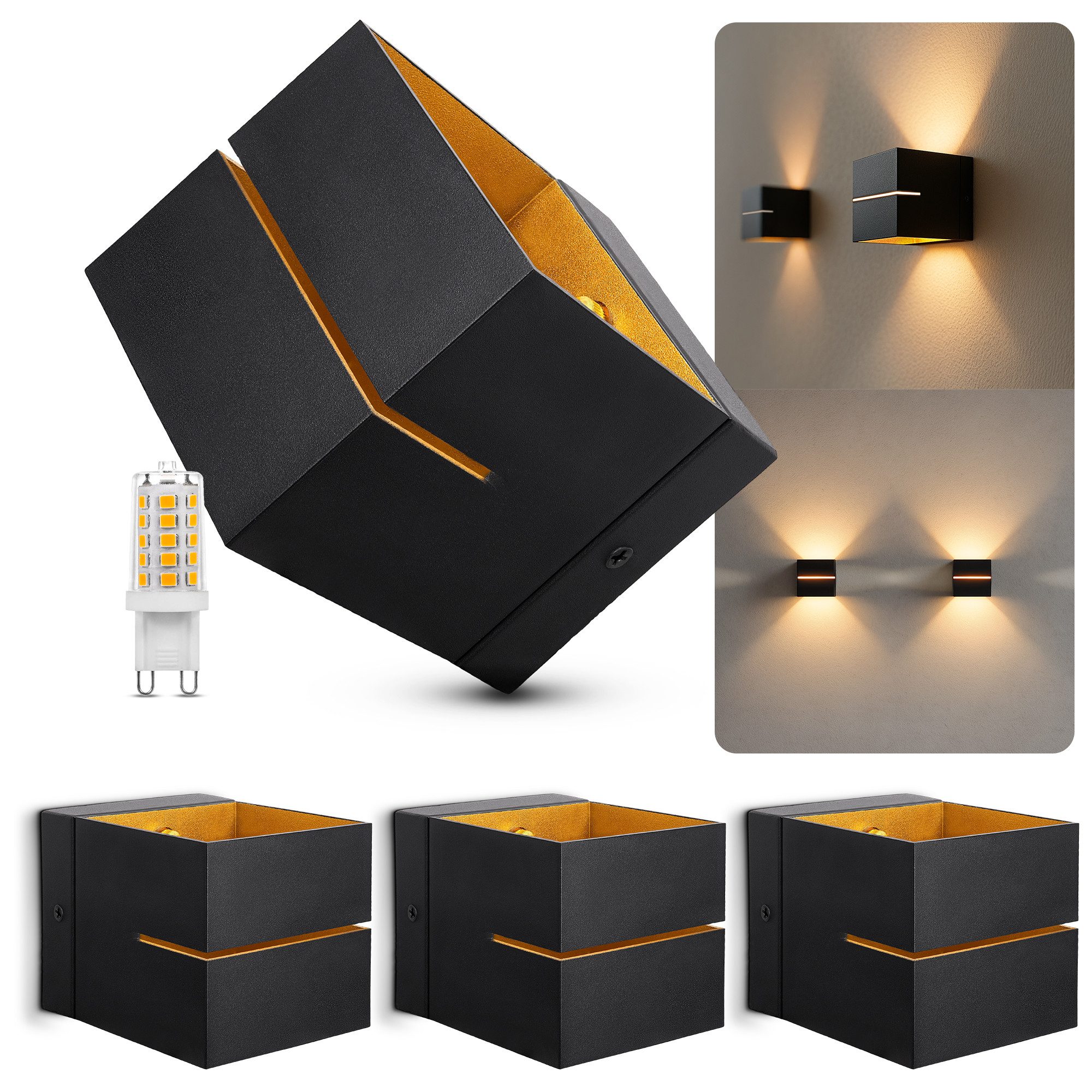 SSC-LUXon LED Wandleuchte Wandleuchte KOURA schwarz gold Up Down inkl. G9 L günstig online kaufen