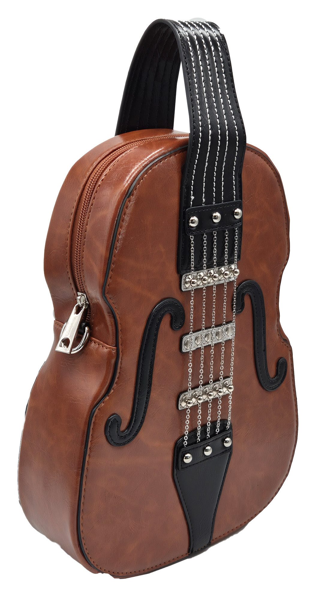 Einkaufszauber Schultertasche Designer Handtasche Geige Braun, geformt wie eine Geige