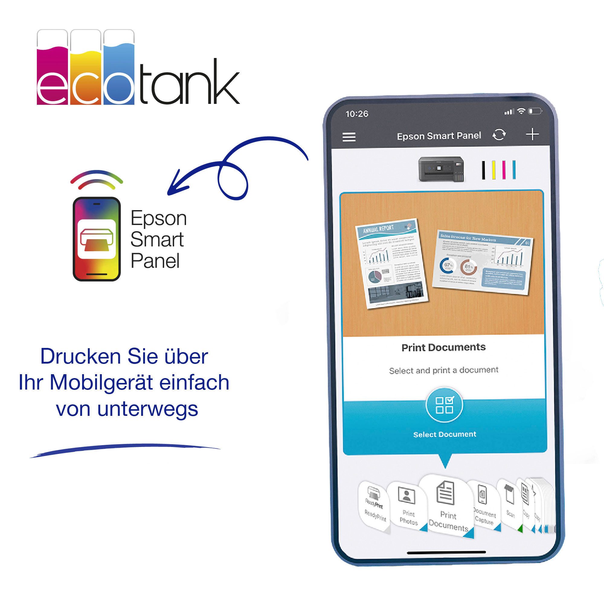 Epson EcoTank ET-2860 Multifunktionsdrucker, (WLAN (Wi-Fi), Wi-Fi Direct)