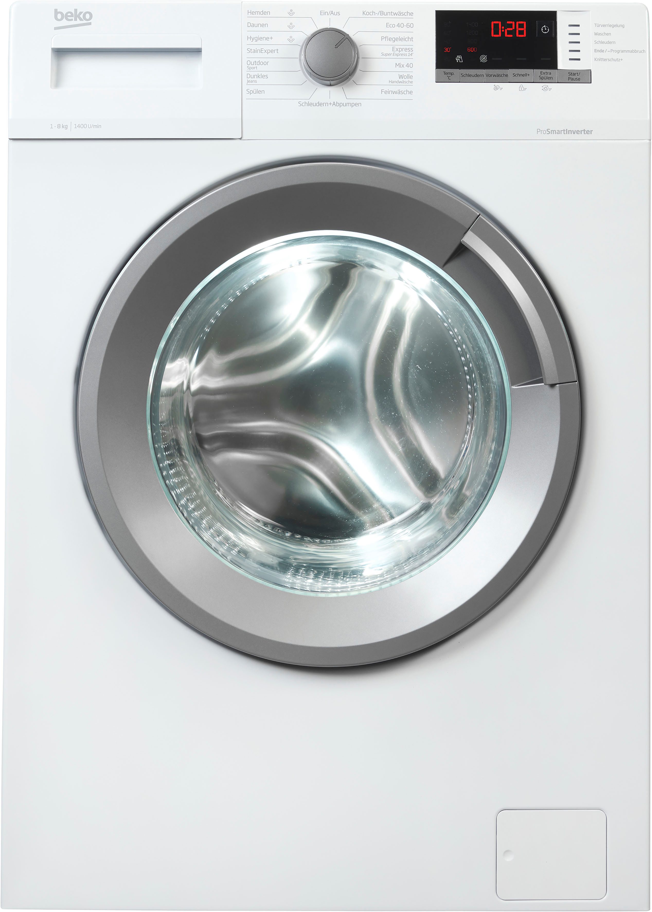 BEKO Waschmaschine WMO822A 7001440096, 8 kg, 1400 U/min, Dank SteamCure beseitigt Dampf Flecken und reduziert Falten