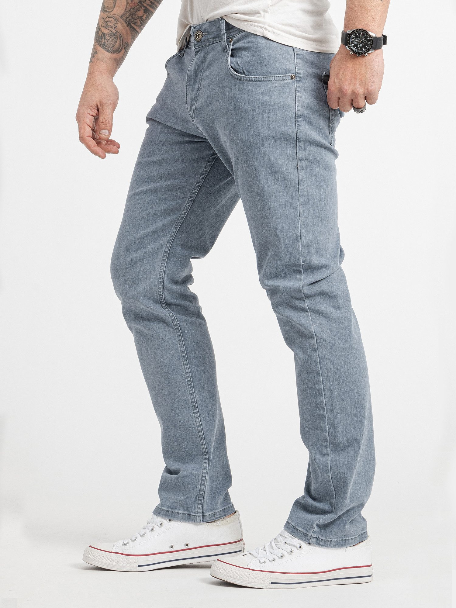 Rock Creek Regular-fit-Jeans Herren Jeans Stonewashed Grau RC-2415 günstig online kaufen