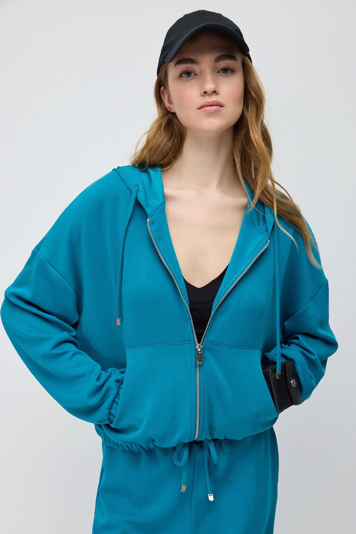 Kapuzensweatshirt Kurze Jacke mit Reißverschluss