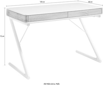 MCA furniture Schreibtisch Bukarest, weiß matt mit Schubladen, Breite 120 cm