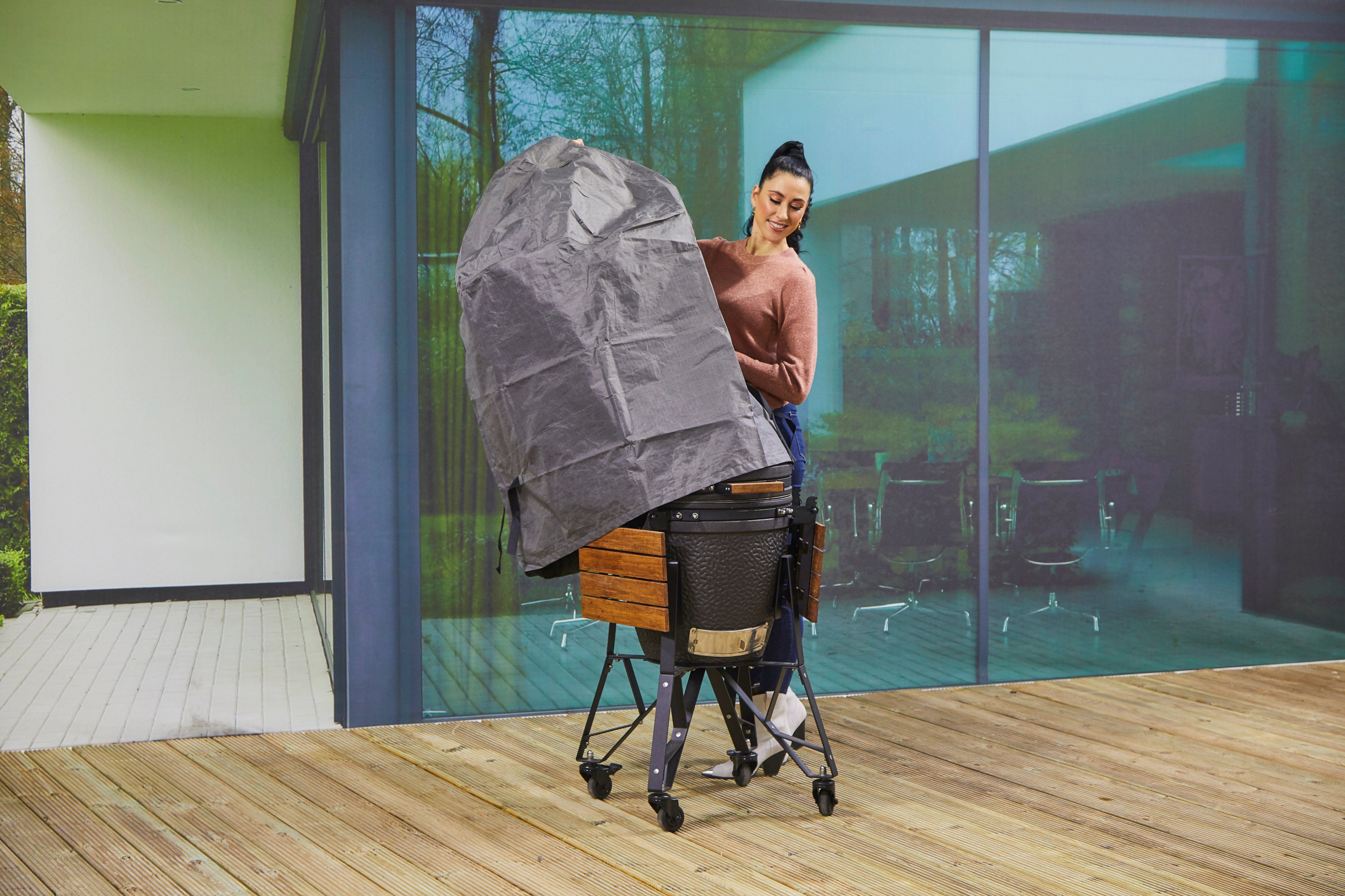 winza outdoor covers Grill-Schutzhülle Outdoor Cover (Premium Schutzhülle barbecue), wasserdicht, UV beständig, 100 % recycelbar, Durchmesser 80/20x80cm