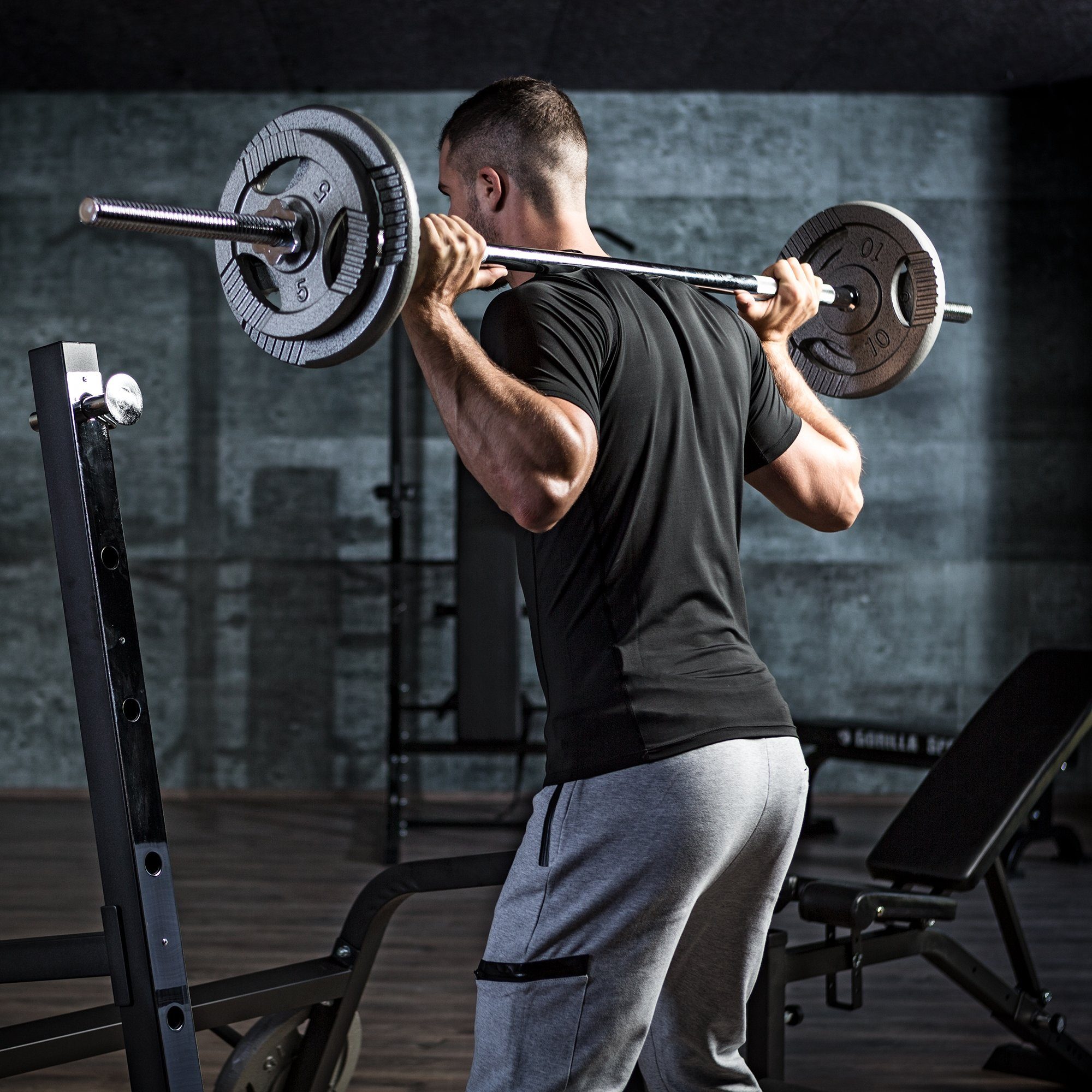 GORILLA SPORTS Kurzhantelstange Langhantelstange Chrom 150 cm mit Sternverschluss, 150 cm (3-tlg)