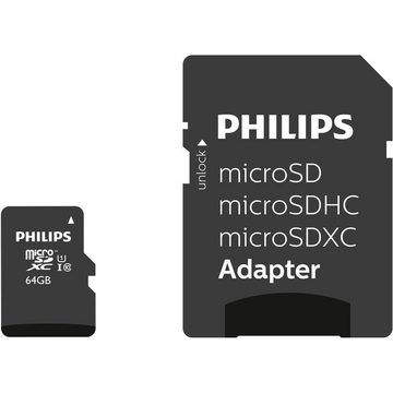 Philips microSDXC-Karte 64GB Class 10 Speicherkarte (inkl. SD-Adapter)