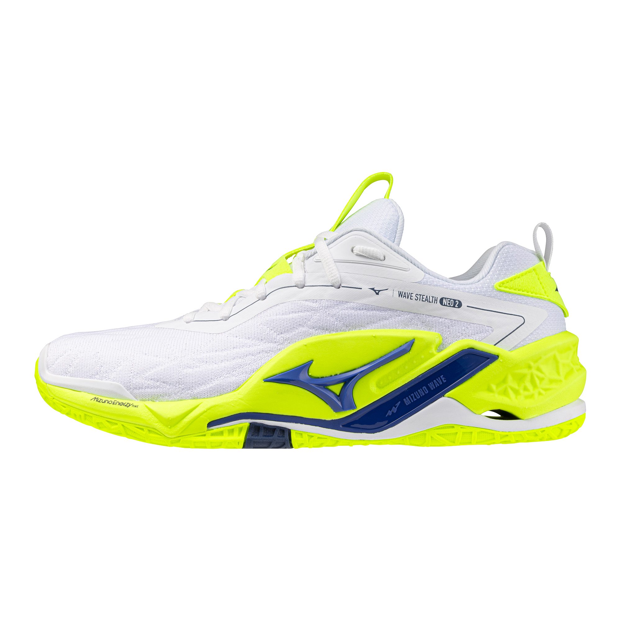 Mizuno WAVE STEALTH NEO 2 White/Lightning Yellow/Dazzling Blue Hallenschuh