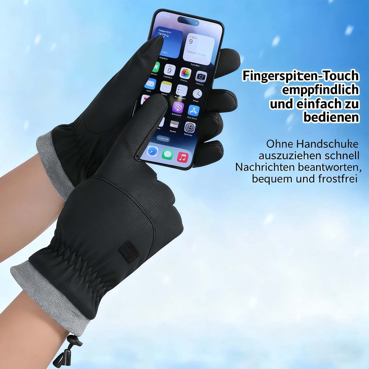 trends for living Fleecehandschuhe Winter Fahrradhandschuhe Warm Skihandschuhe wasserdichte Touchscreen Thermohandschuhe rutschfeste für Laufen, Fahren, Wandern, Skifahren