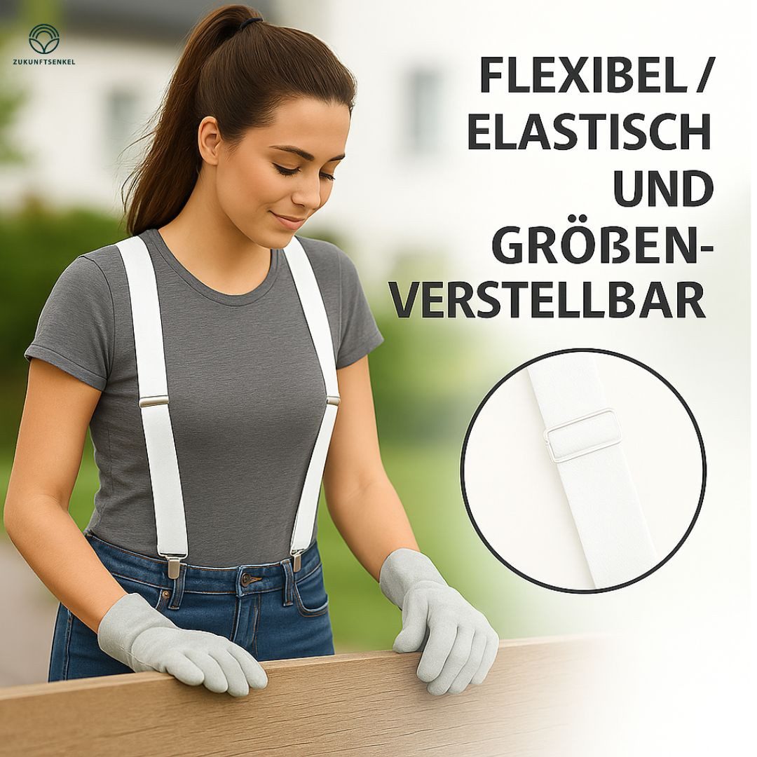 ZUKUNFTSENKEL Hosenträger Schmaler Hosenträger - Sicherer Halt Damen & Herren 2,5cm X-Form (Für Damen und Herren) 4 Starke Clips, Deutsche Herstellung, Elastisch