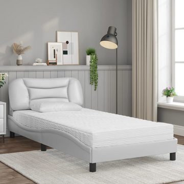 vidaXL Bett Bett mit Matratze Weiß 100x200 cm Kunstleder