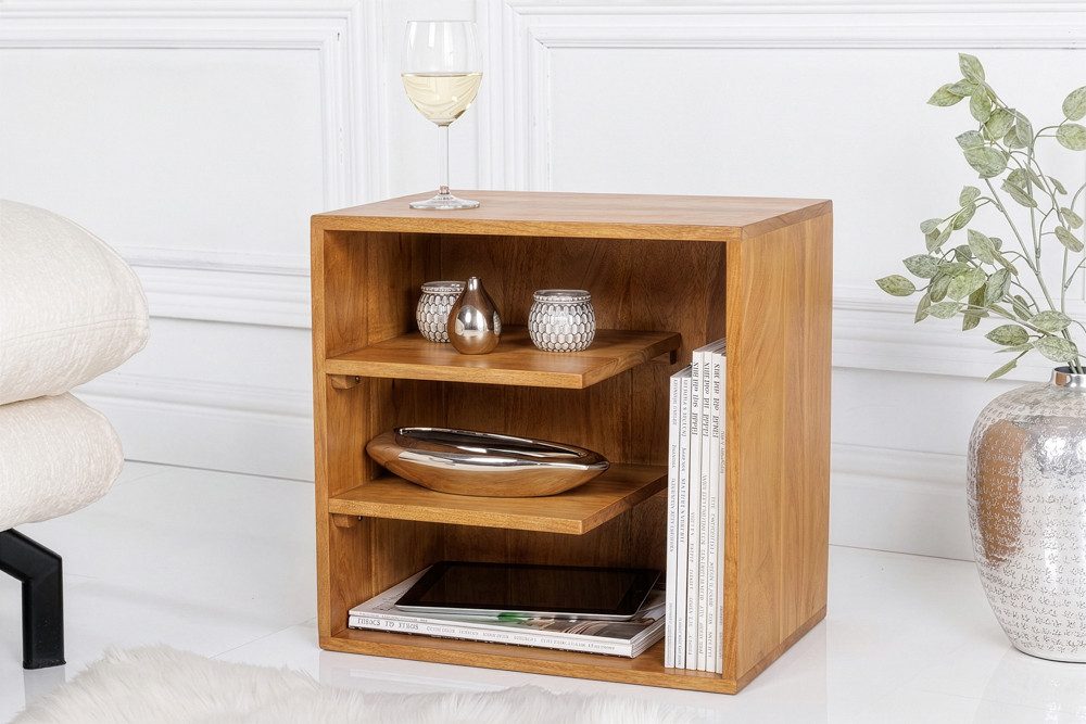 riess-ambiente Beistelltisch CUBUS 45cm braun - Mango-Massivholz, honey finish, Regal, stapelbar (Einzelartikel, 1-St), Natürlicher Nachttisch - ideal für Wohn- und Schlafzimmer oder Loft