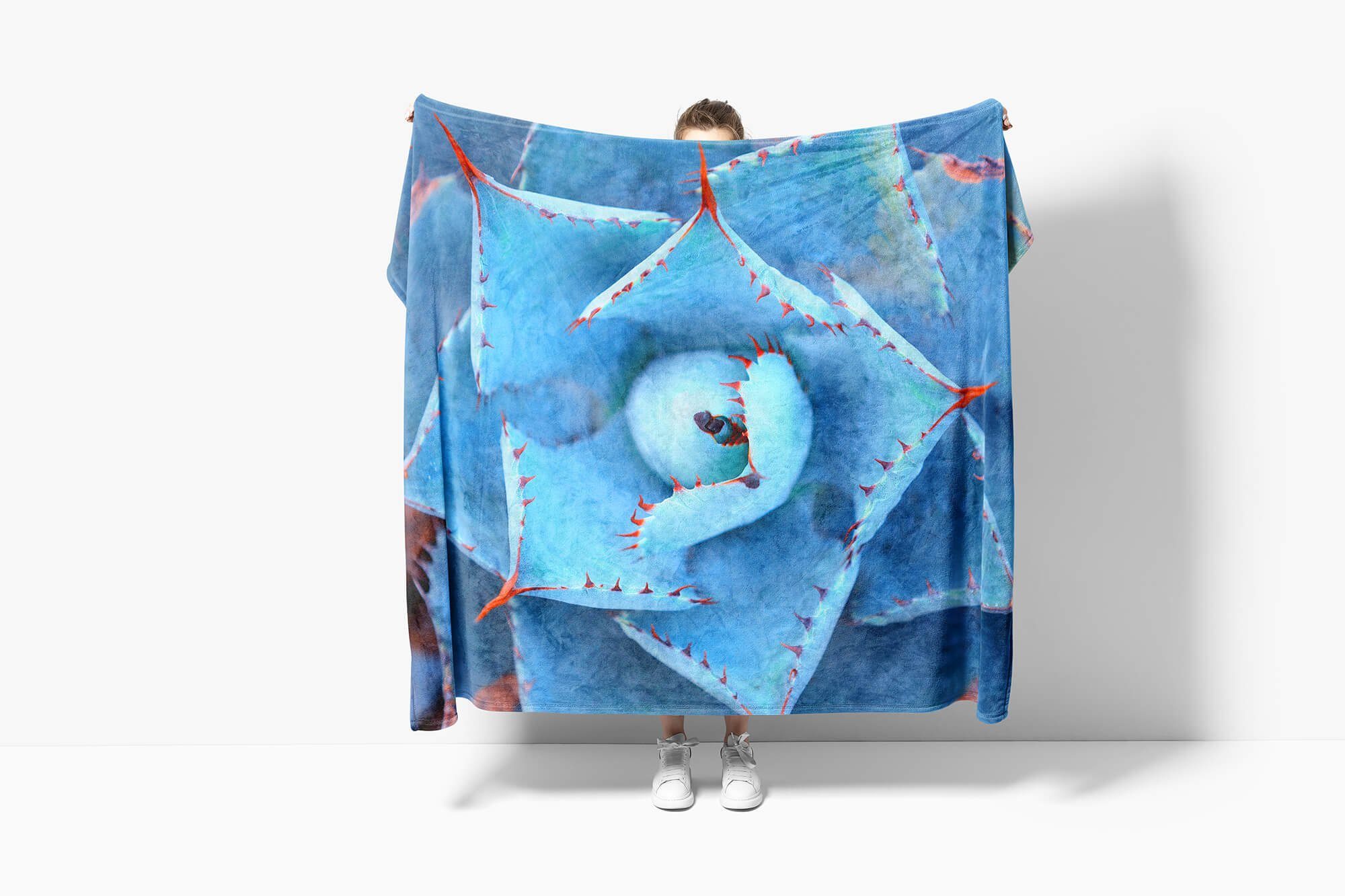 Strandhandtuch Handtücher Nahaufn, Saunatuch Art Baumwolle-Polyester-Mix Fotomotiv Sukkulente Kuscheldecke Handtuch (1-St), mit Handtuch Sinus