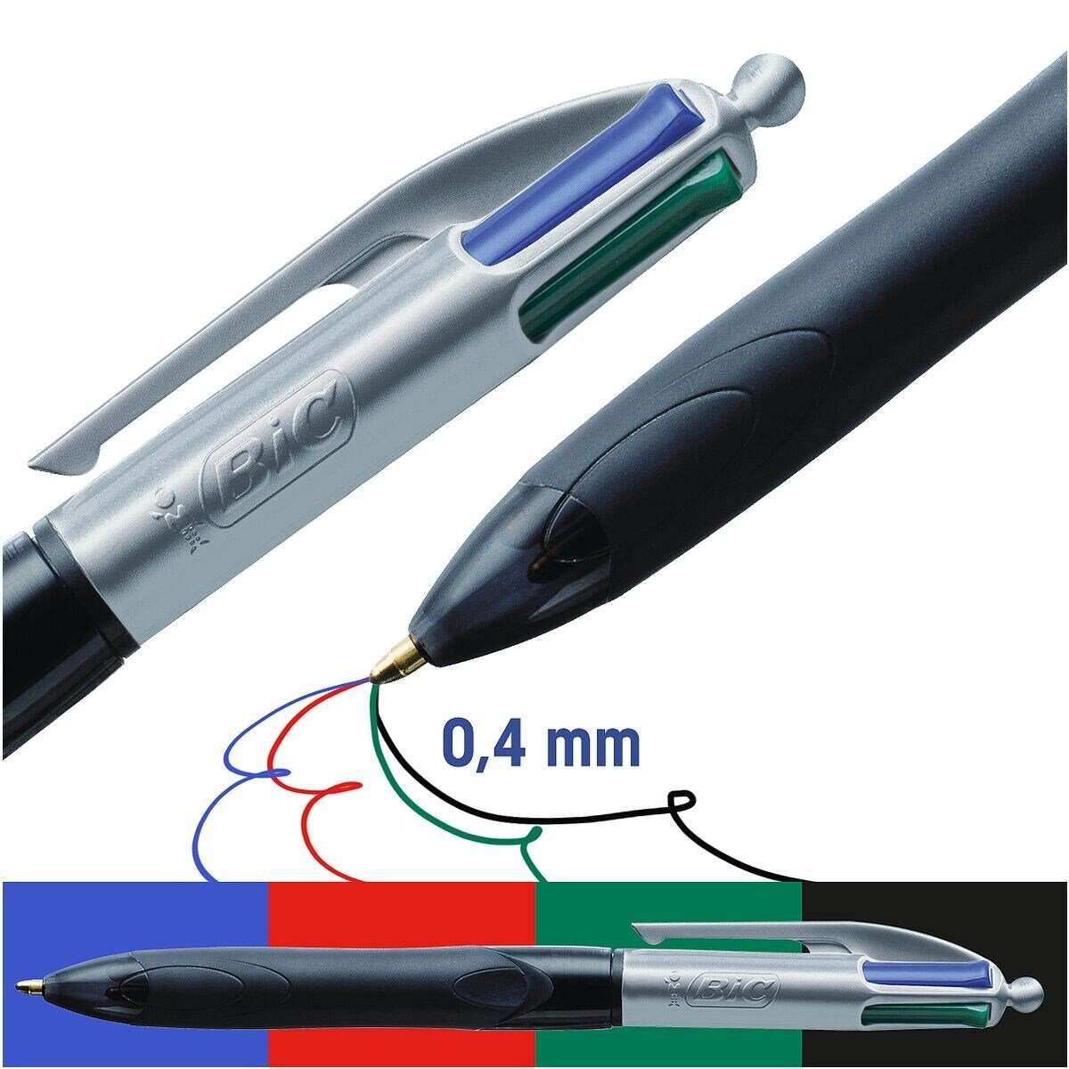 Farben 4 Kugelschreiber Grip Pro, Stift BIC in einem 4 Colours