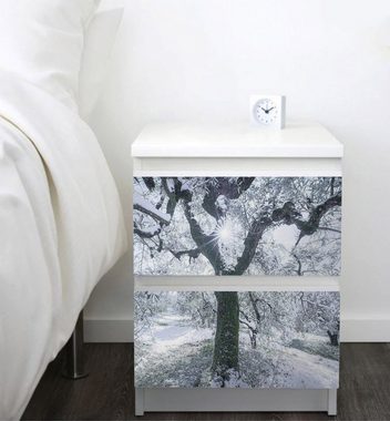 MyMaxxi Möbelfolie Kommodenaufkleber Malm Winterlicher schneebedeckter Baum