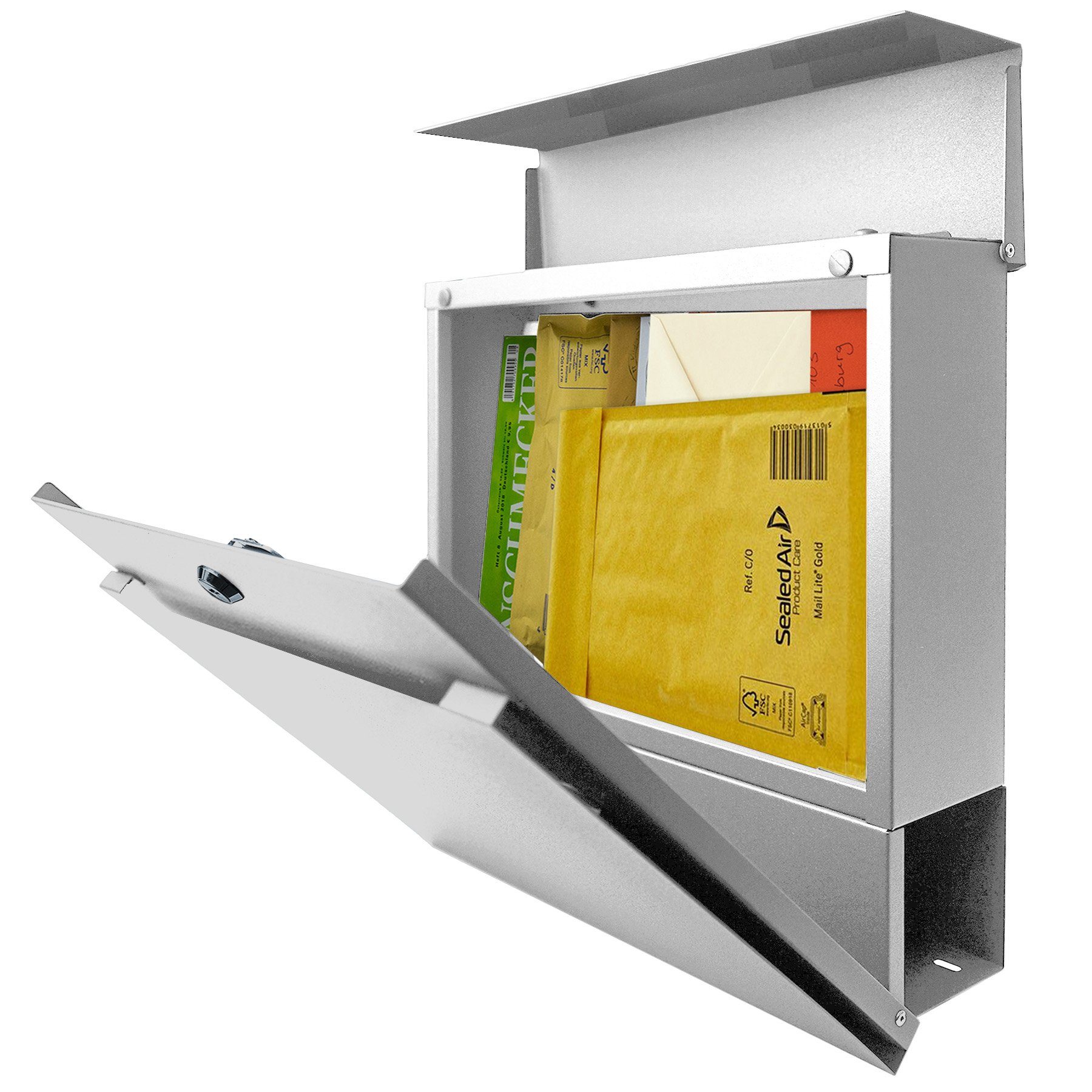 mit MOCAVI 713 weiß, Briefkasten Box Zeitungsfach MOCAVI Briefkasten integriert