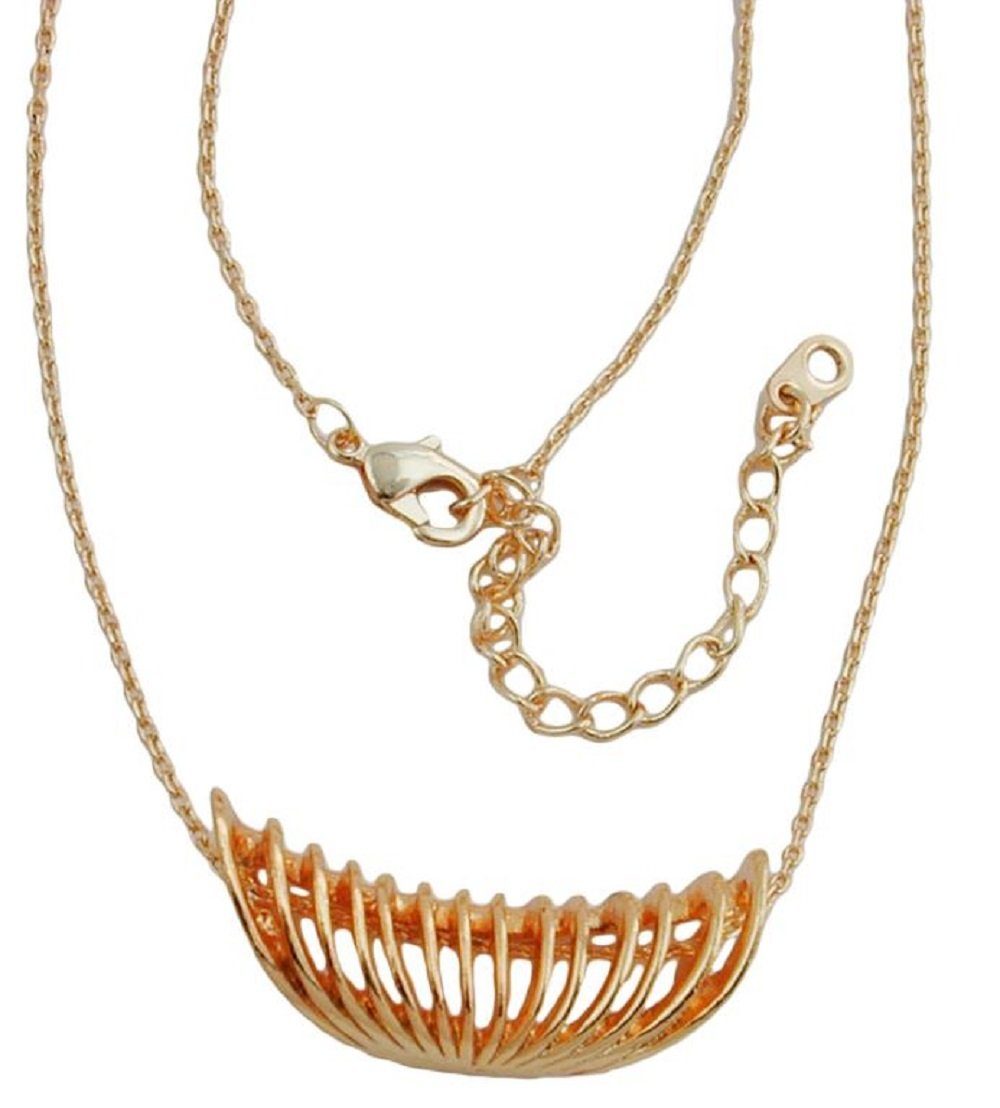 unbespielt Collier Kette mit Metallanhänger Spirale und Ankerkette kupferfarbig 40 cm, Modeschmuck für Damen