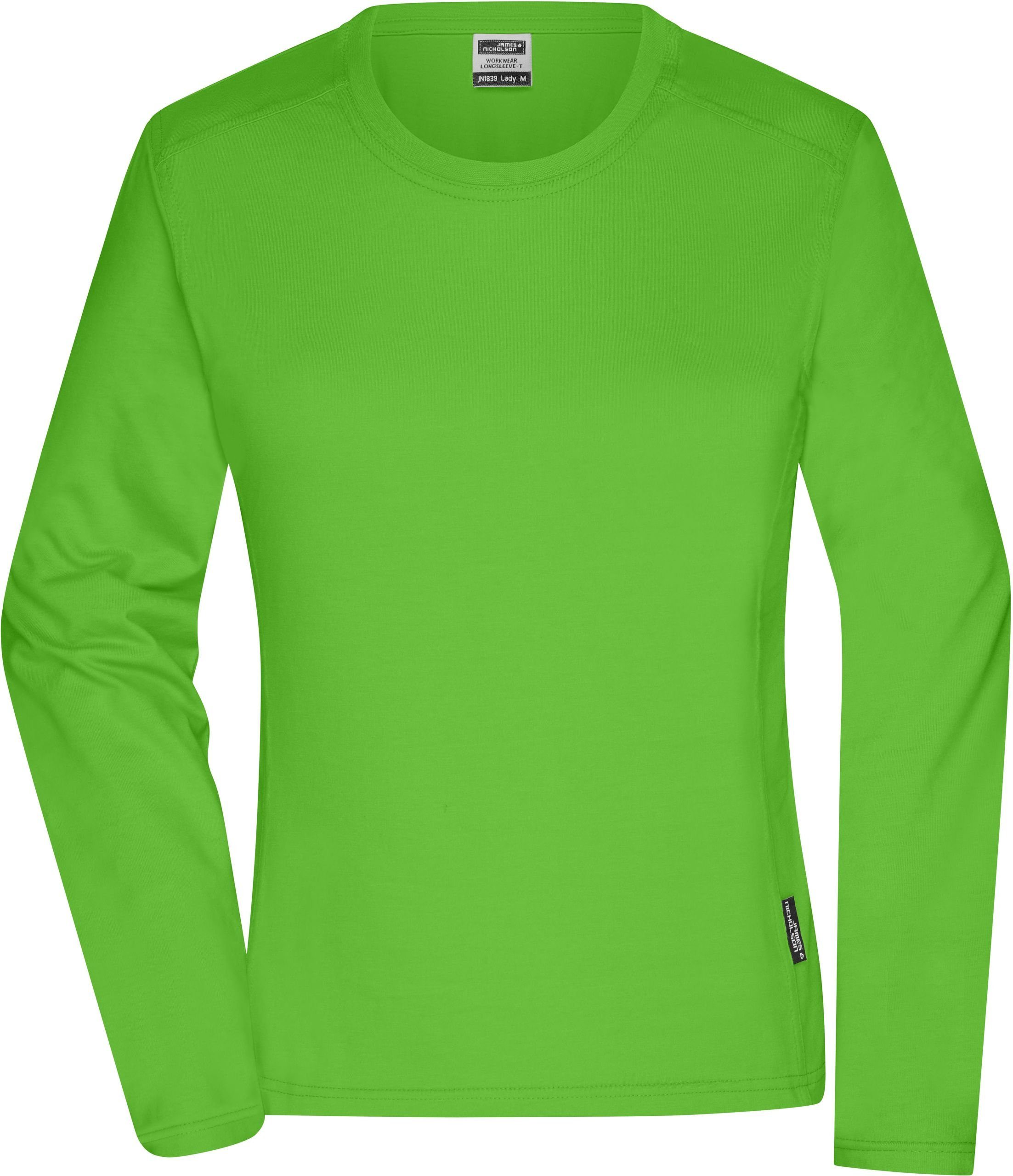 James & Nicholson T-Shirt Damen Workwear T-Shirt langarm Lime Green