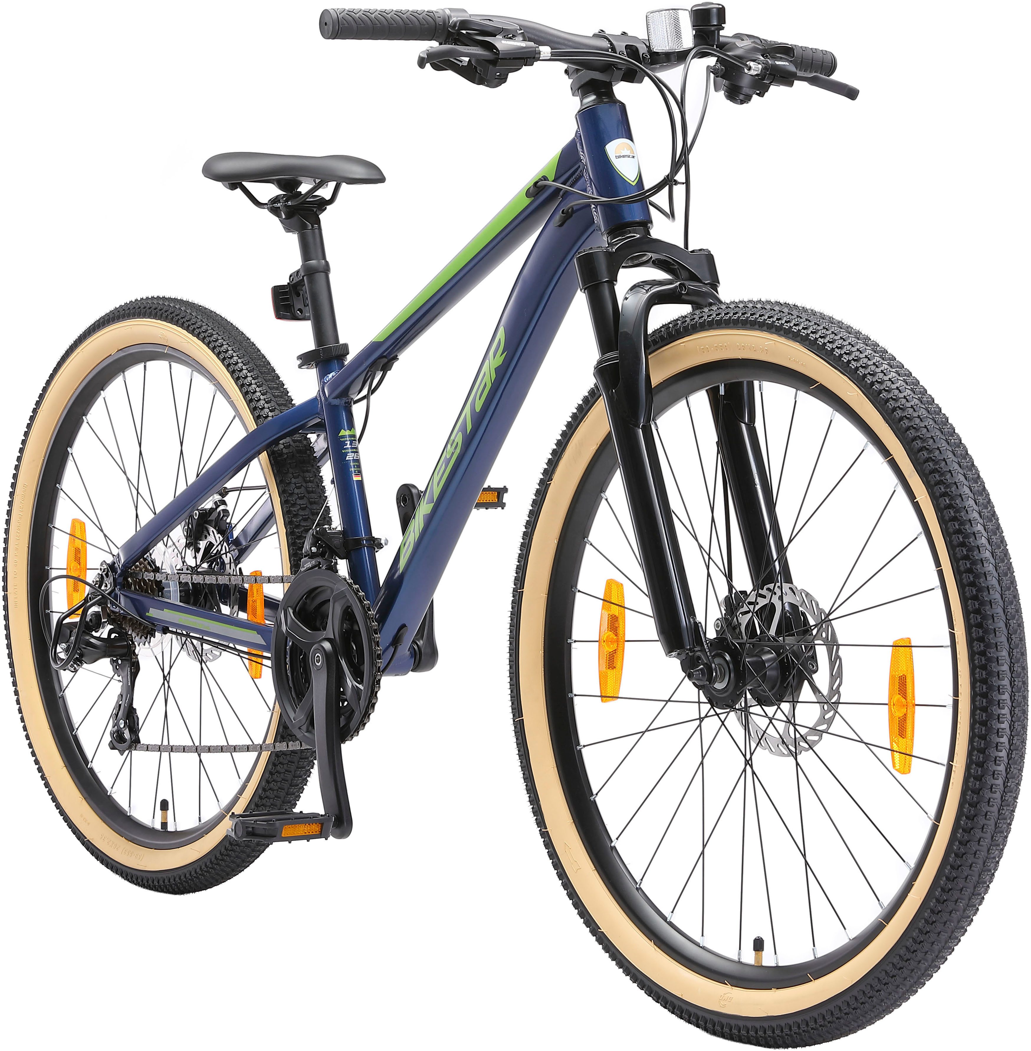 Bikestar Mountainbike, 21 Gang Shimano RD-TY300 Schaltwerk, Kettenschaltung, für Damen und Herren, Kettenschaltung