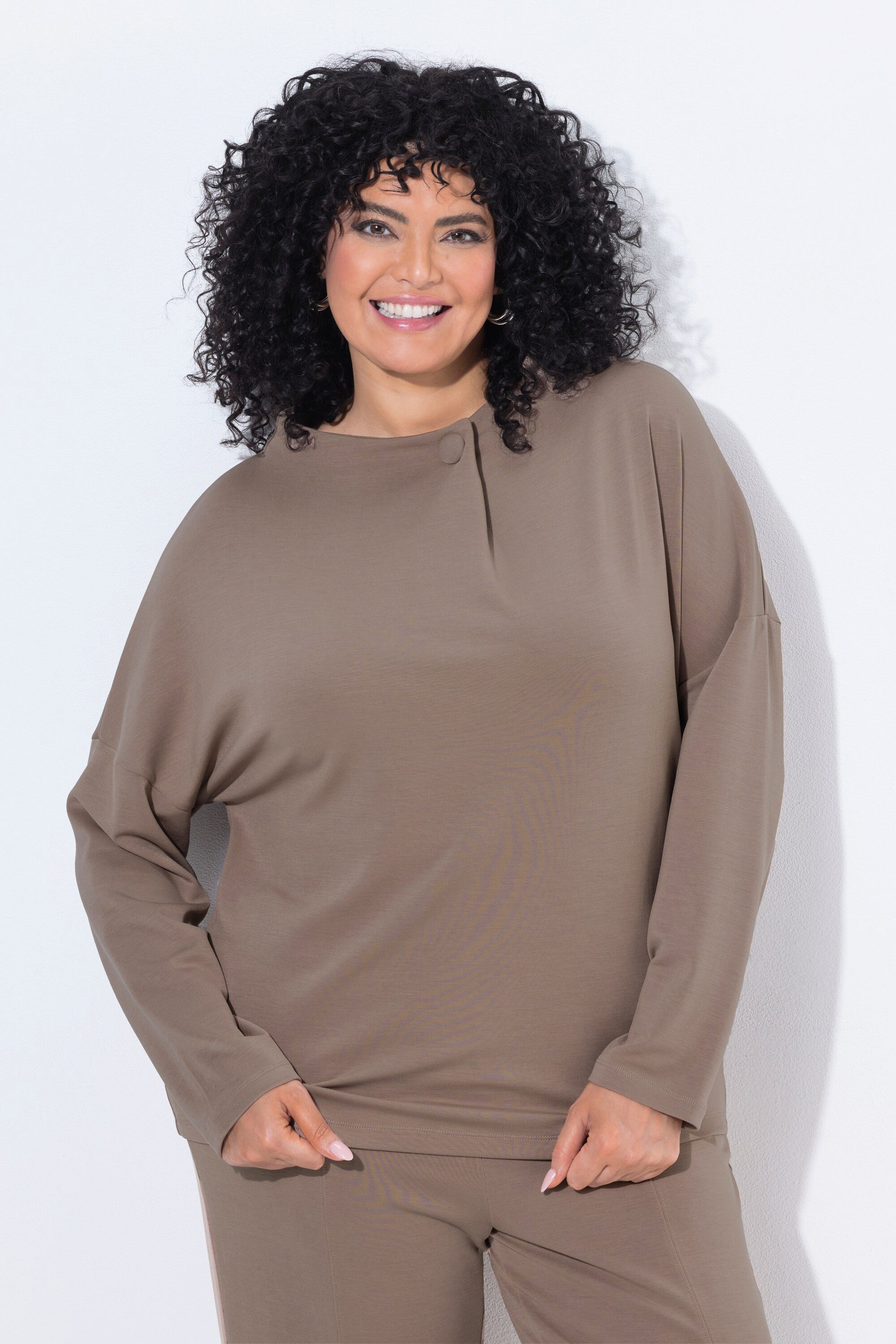 Ulla Popken Sweatshirt Sweatshirt Oversized Stehkragen Langarm