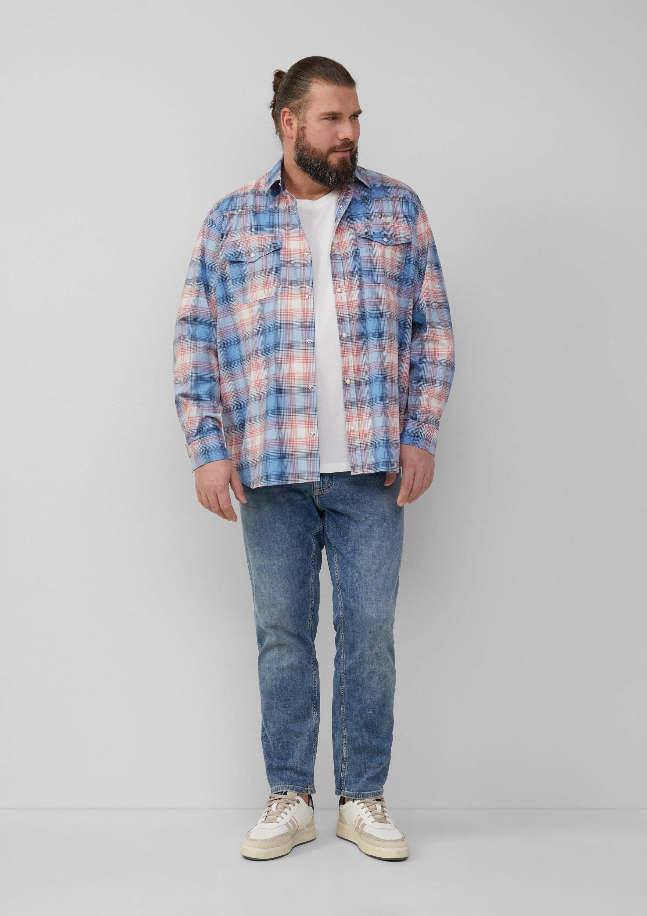 s.Oliver Langarmhemd Hemd Regular Fit: Kariertes Hemd im Western-Style