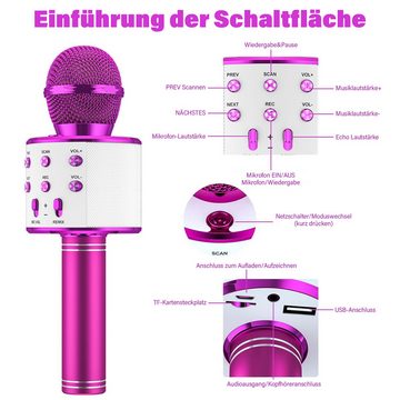 Avisto Mikrofon Bluetooth-Mikrofon Karaoke Kinder Wireless Mikrofon USB-Ladung (Kabelloses Mikrofon geeignet für Familienfeiern, Karaoke-Singen), Kabelloses Mikrofon geeignet für Familienfeiern, Karaoke-Singen