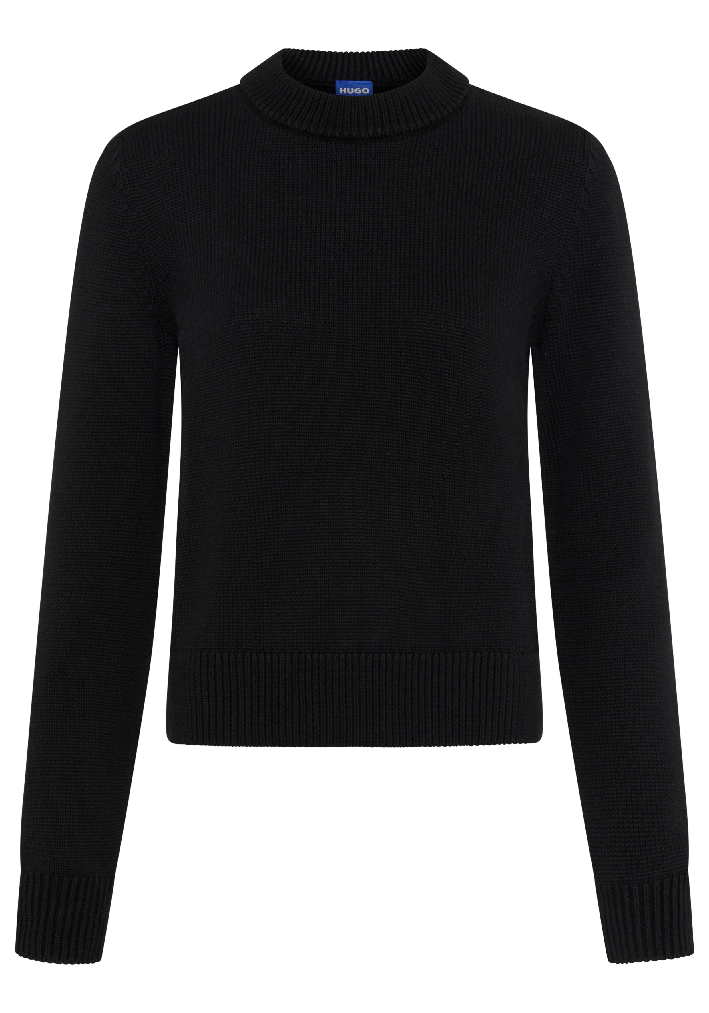 HUGO Strickpullover Saje mit Logostickerei hinten, Regular Fit