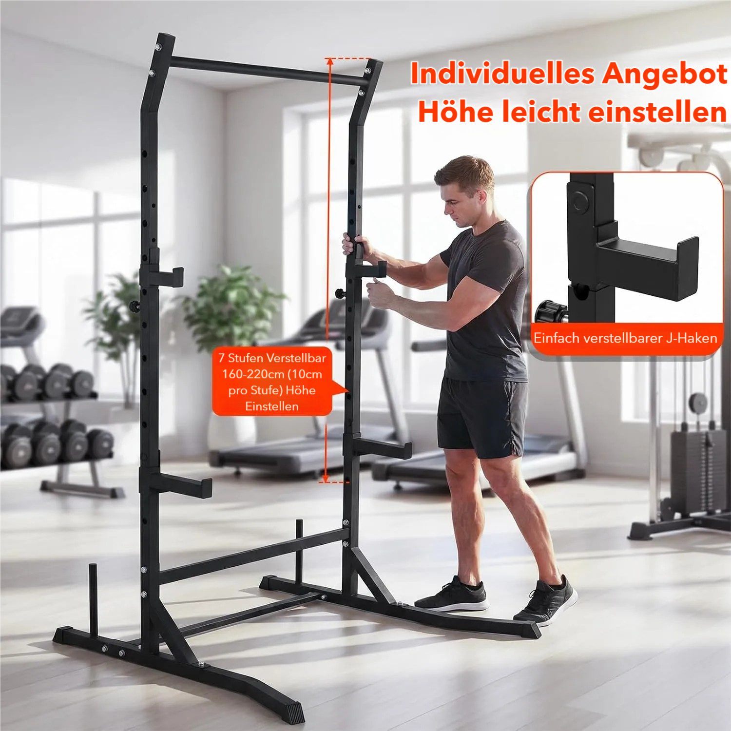 TLGREEN Squat Rack Multifunktionales Power Rack, (Verstellbarem J-Haken & Sicherheitsstangen), fur Heim-Fitnessstudio, kleines Studio, Garagen-Trainingsbereich