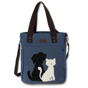 DrachenLeder Shopper Manoro Damen Henkeltasche Shopper (Henkeltasche), Henkeltasche, Shopper Canvas, blau ca. 32cm x ca. 36cm, Hund, Katze