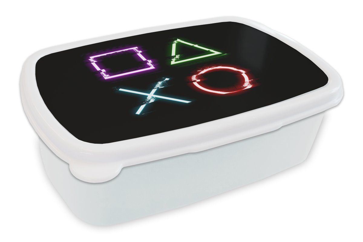 MuchoWow Lunchbox Spiel - Controller - Led, Kunststoff, (2-tlg), Brotbox für Kinder und Erwachsene, Brotdose, für Jungs und Mädchen weiß | Lunchboxen