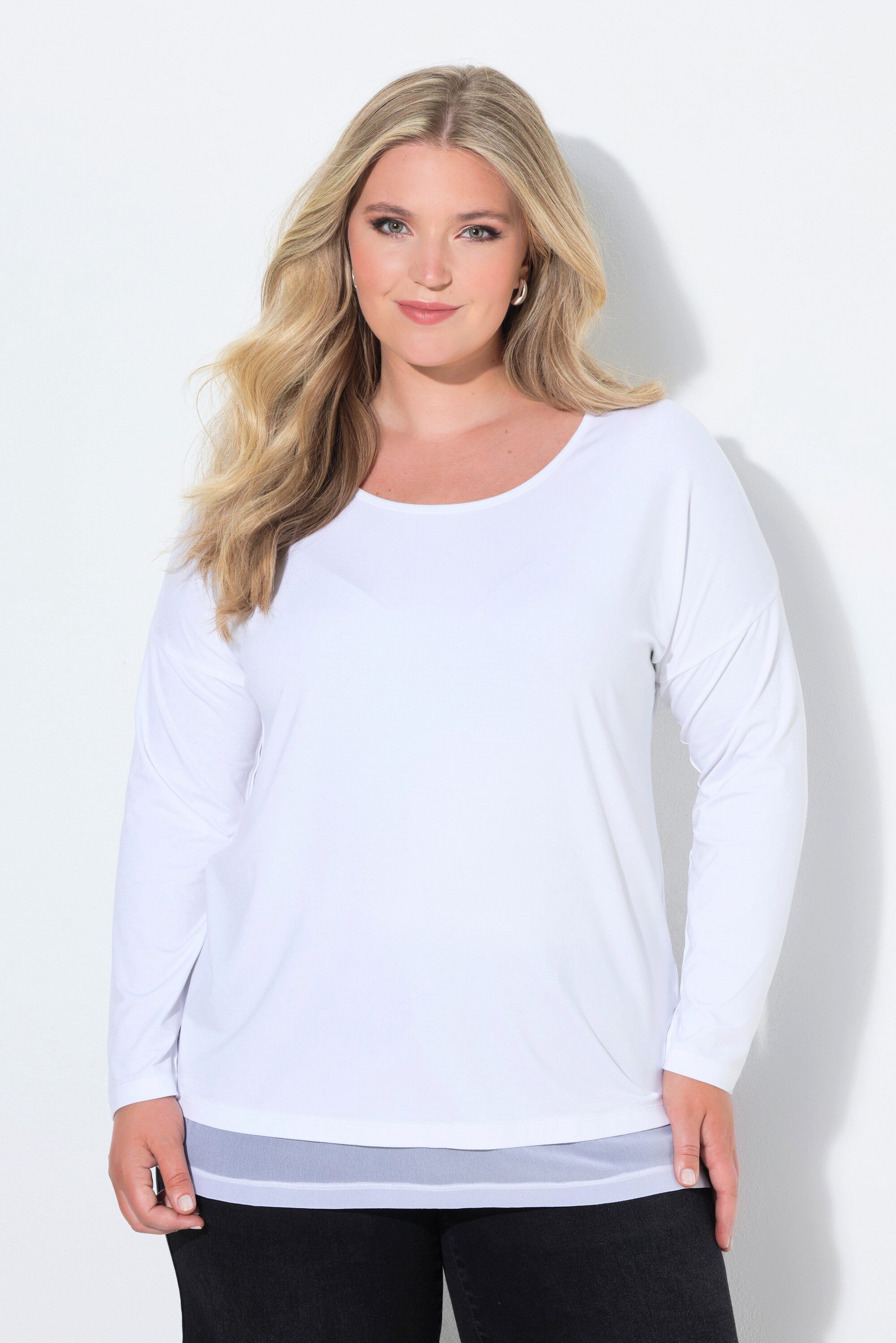 MIAMODA Longsleeve Longsleeve A-Linie Chiffonsaum