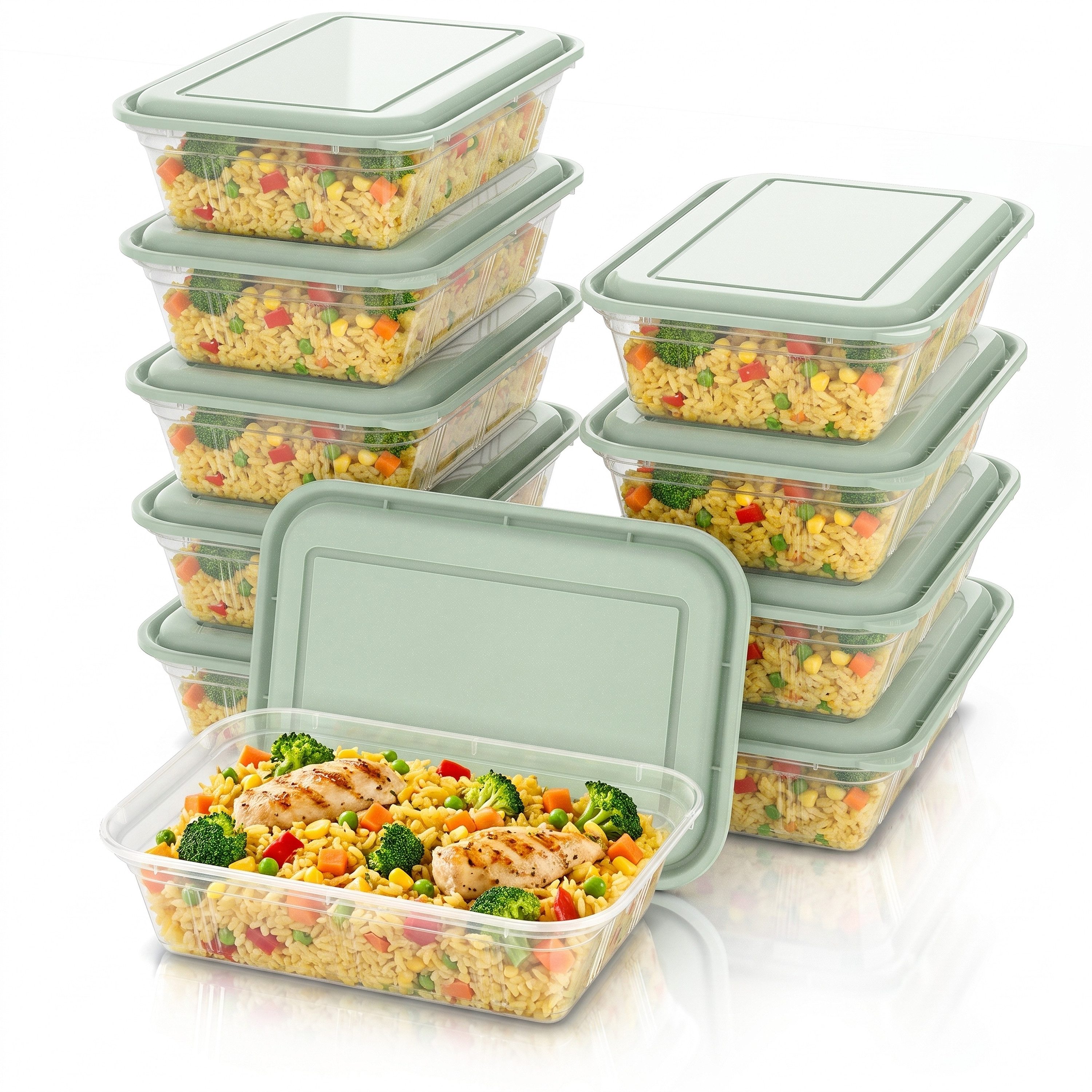 Arendo Vorratsdose Meal Prep Box 950 ml, 10er Set, je 1 Fach, für Büro, Fitness & Küche, Polyprophylen (PP), (Set, 10-tlg., 10er Set Meal Prep Boxen), transparent, mikrowellen-, gefrier- & spülmaschinengeeignet