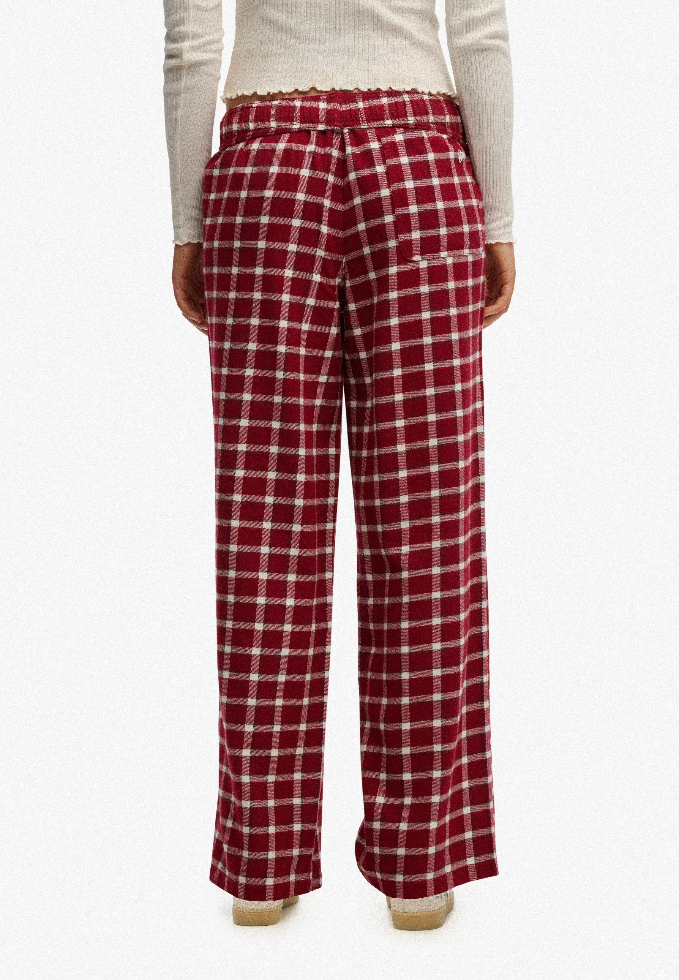 Superdry Schlafhose COTTON CHECK ELASTIC TROUSER Baumwolle, straight fit, kariert auch zum Schlafen tragbar