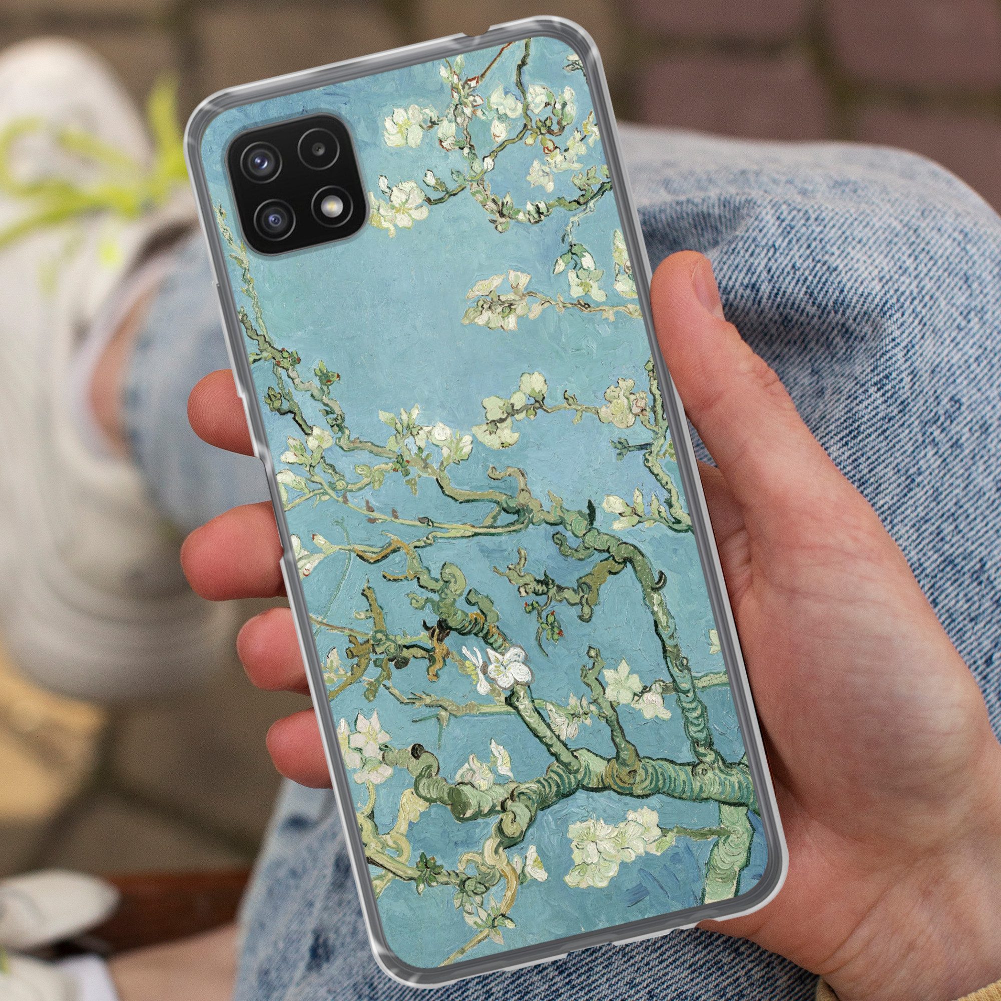 MuchoWow Handyhülle für Samsung Galaxy A22 5G Mandelblüte - Van Gogh - Kunst, Smartphone-Bumper, Print, Handy Schutzhülle Dünn