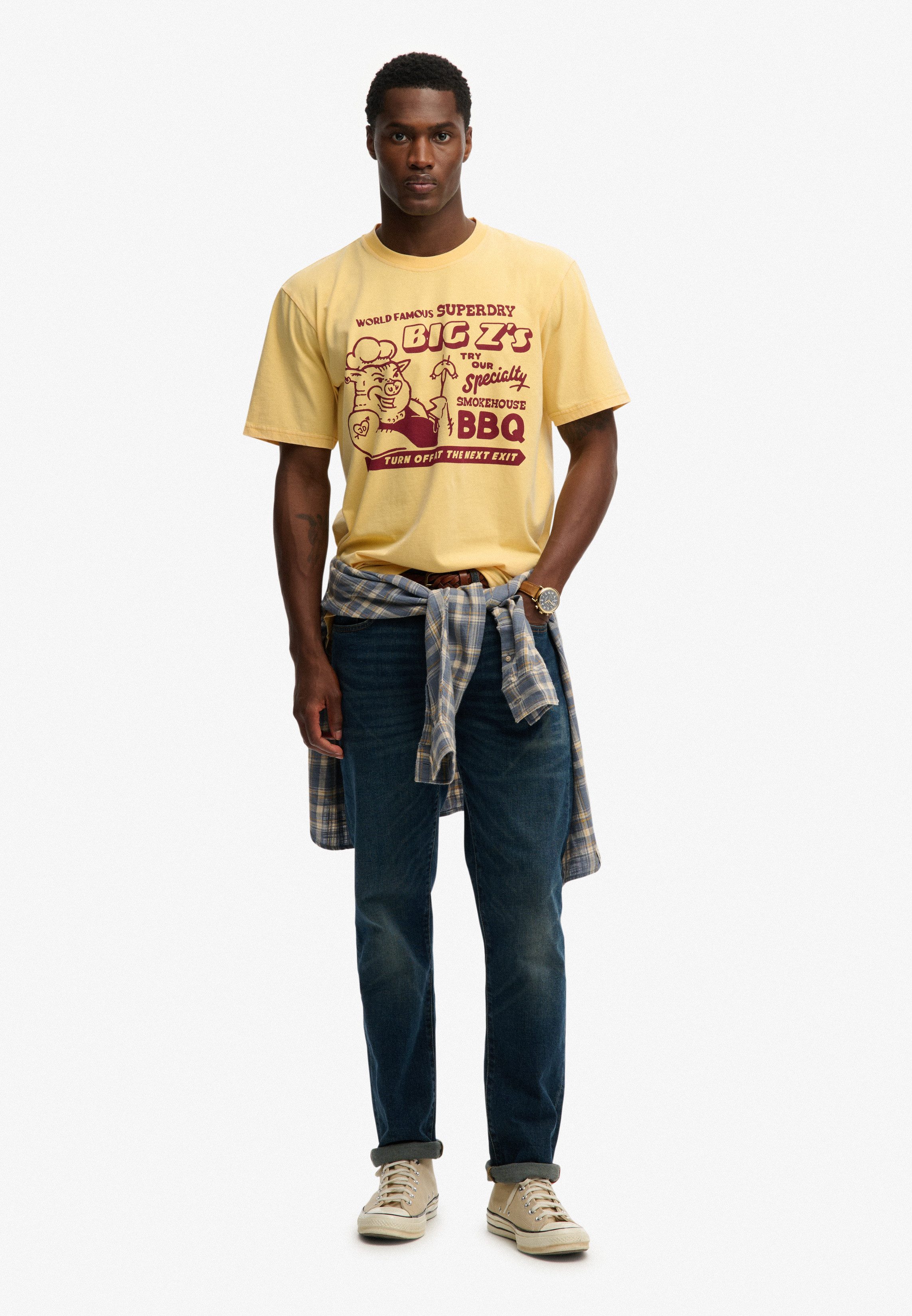 Superdry Rundhalsshirt ROADSIDE TRADE LOOSE TEE Loose Fit, aus Baumwolle und Single Jersey, mit Druck, pflegeleicht – Bild 5 von 5