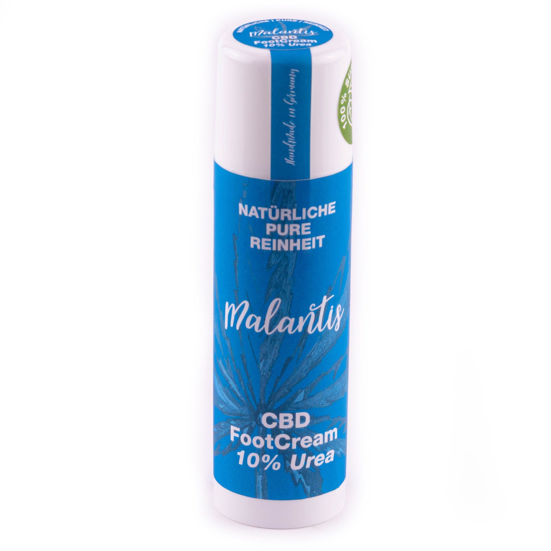 Malantis Fußcreme Malantis CBD Fußcreme 10 % UREA – Pflege bei Hornhaut & rissiger Haut mit Urea, Hamamelis Hydrolat und Hanfsamenöl für trockene Füße, 100% natürliche Inhaltsstoffe - Handmade in Germany - Hornhaut Pflege
