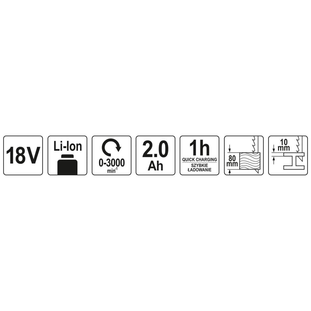 V Akku Säbelsäge Li-Ion mit 18 Yato Säbelsäge 2,0Ah