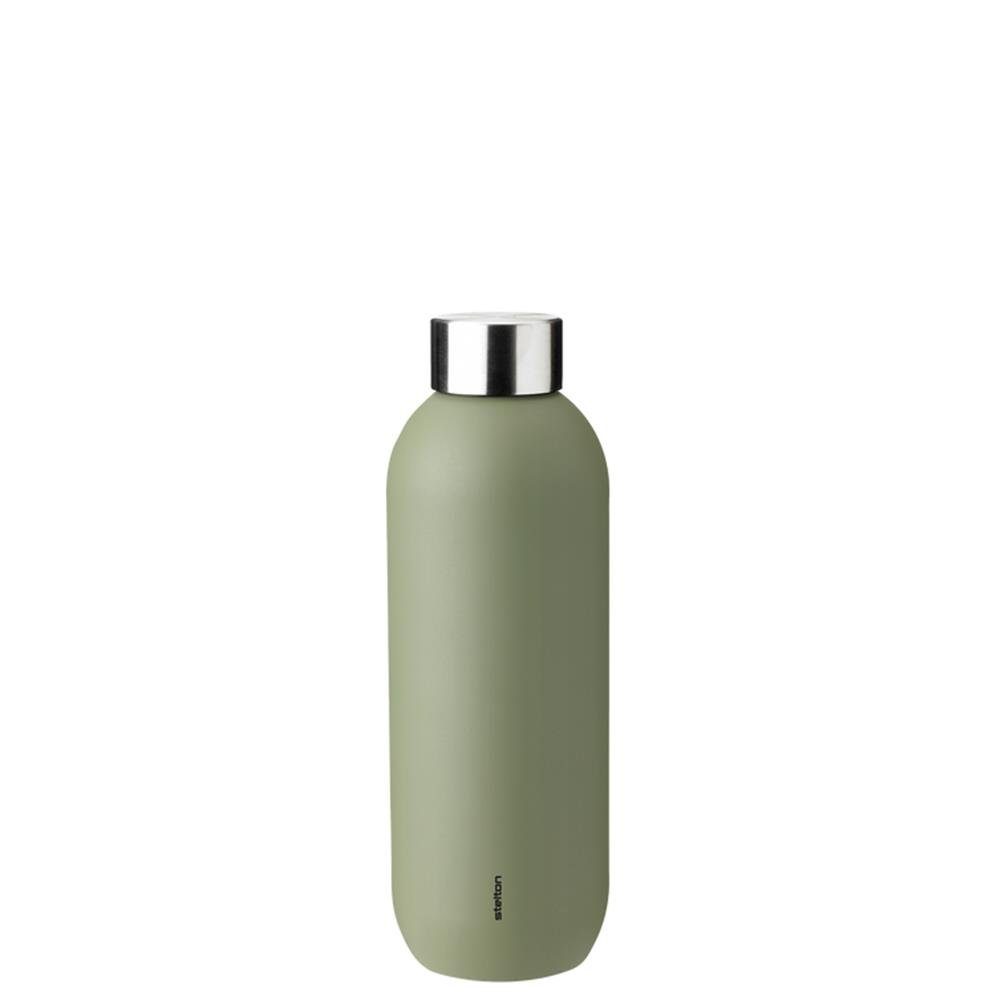 Stelton Isolierflasche Keep Cool, 600 ml, stylische Trinkflasche mit Thermoeffekt army