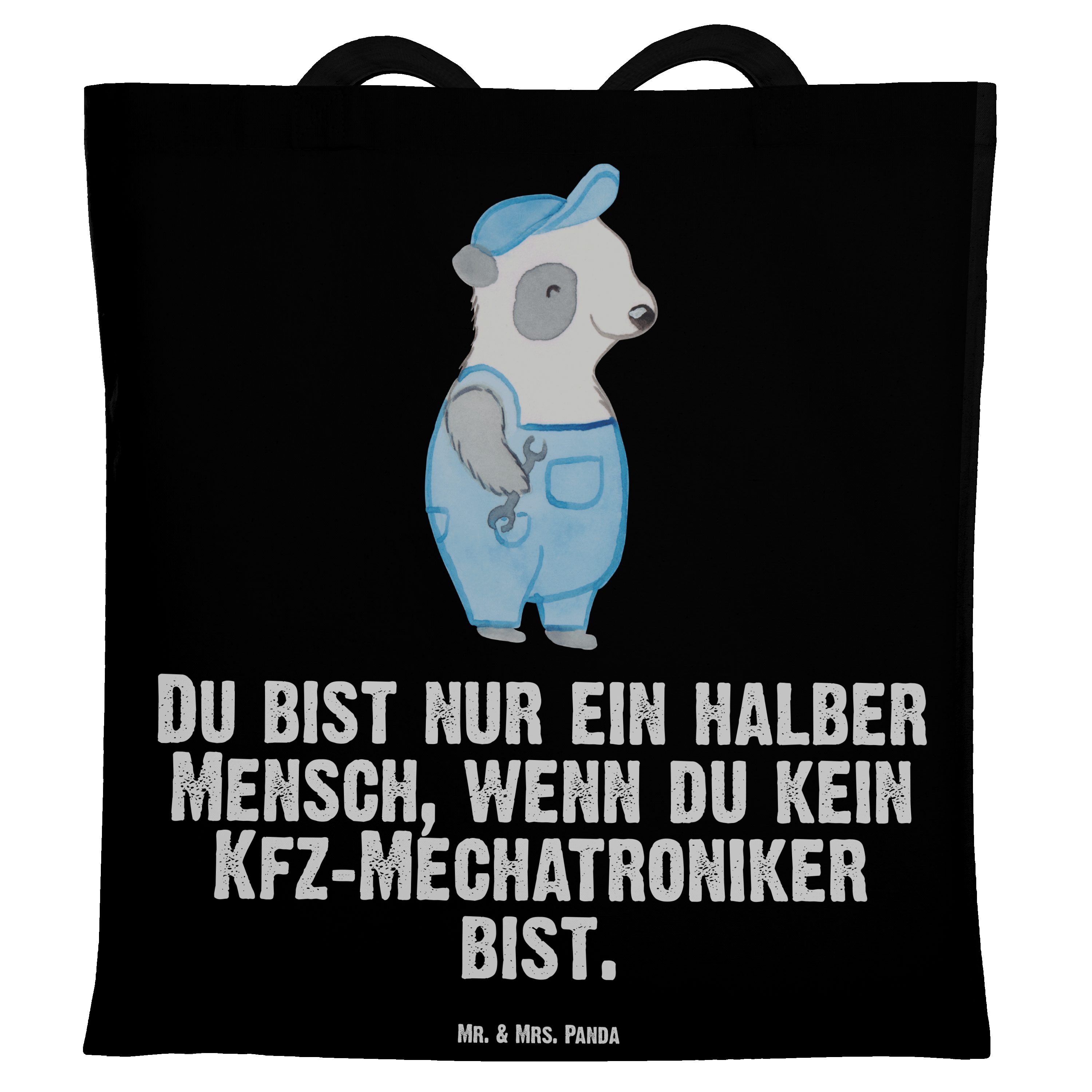 Mr. & Mrs. Panda Tragetasche Kfz-Mechatroniker mit Herz - Schwarz - Geschenk, Ausbildung, Gesellen (1-tlg)
