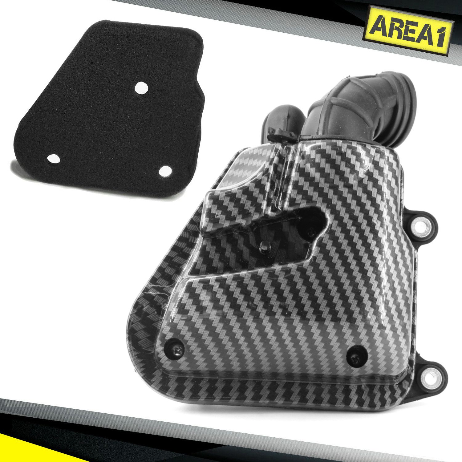 Area1 Luftfilter Luftfilterkasten Carbon-Look für 50ccm 2Takt Minaralli/China Roller, Kompatibel mit Aerox Jog Neos ATU Explorer CPI Keeway Generic