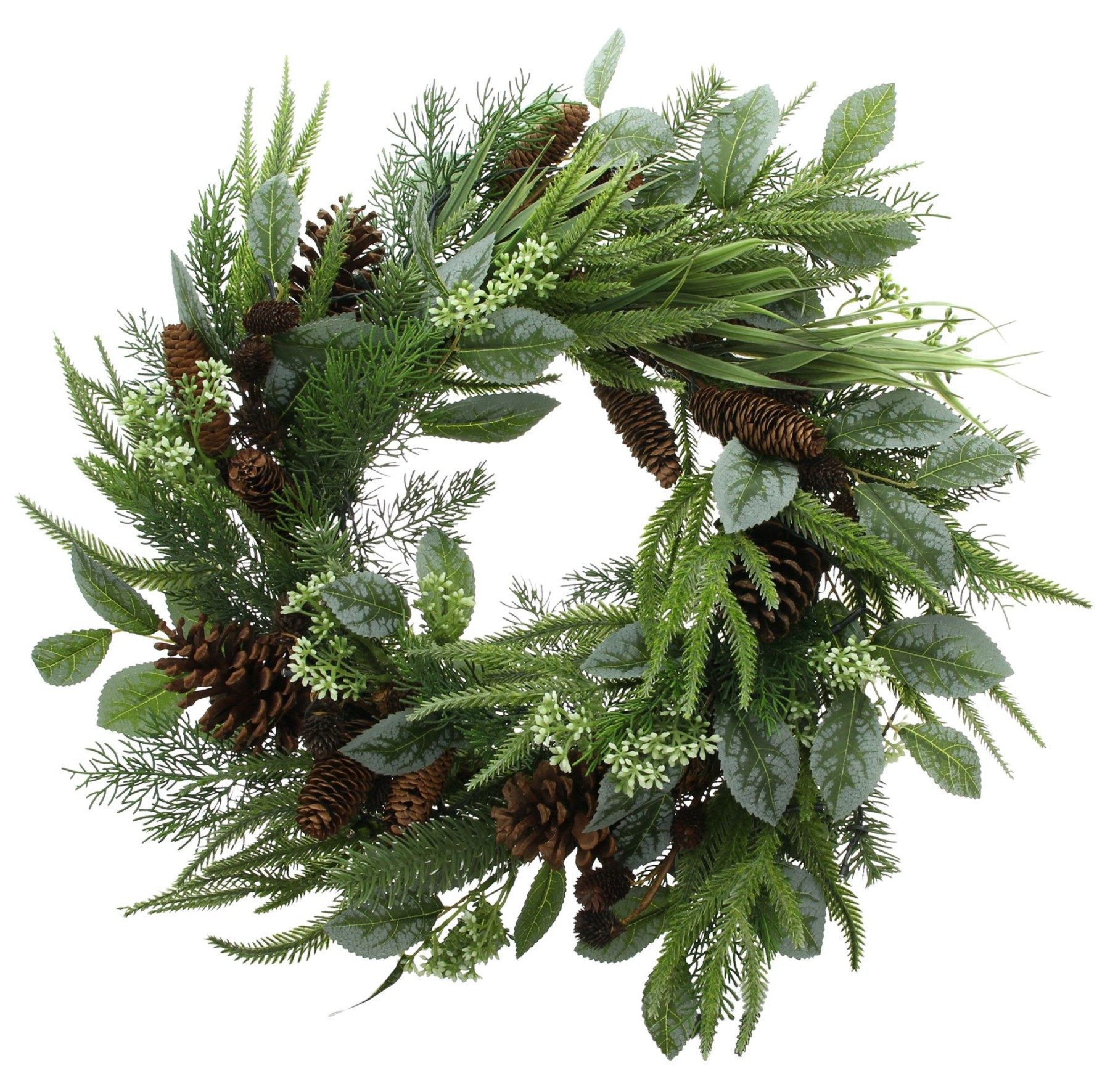 Dekokranz "Wintergrün" Ø 60 cm, großer Türkranz, Weihnachtskranz, Wandkranz