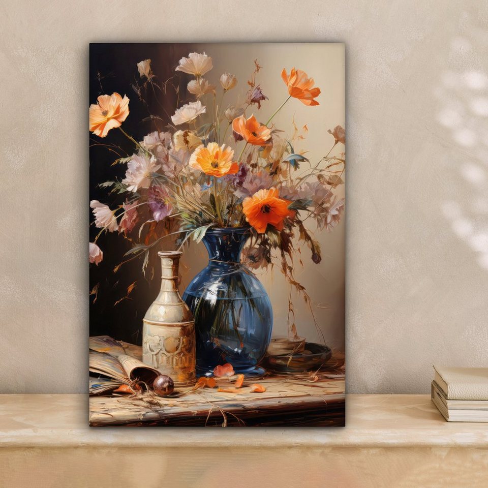 OneMillionCanvasses® Leinwandbild Blumenstrauß - Blumen - Ölfarbe -  Stillleben - Pastell, (1 St), Leinwandbild fertig bespannt inkl.  Zackenaufhänger, Gemälde, 20x30 cm
