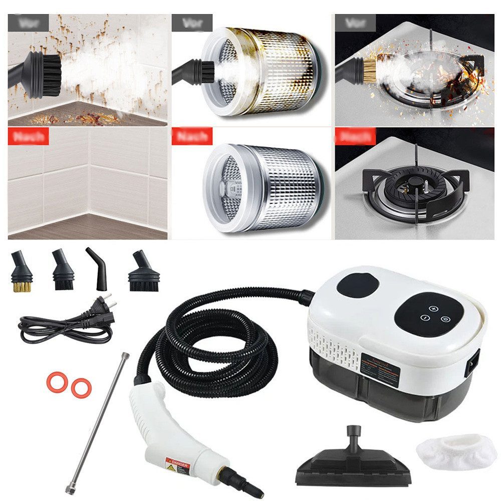 POPOLIC Dampfreiniger Tragbarer Handdampfreiniger, Hochtemperatur-Dampfreinigungsmaschine, 250000 W, mit 6 Geschwindigkeiten einstellbar und 3 Arten von Bürstenköpfen