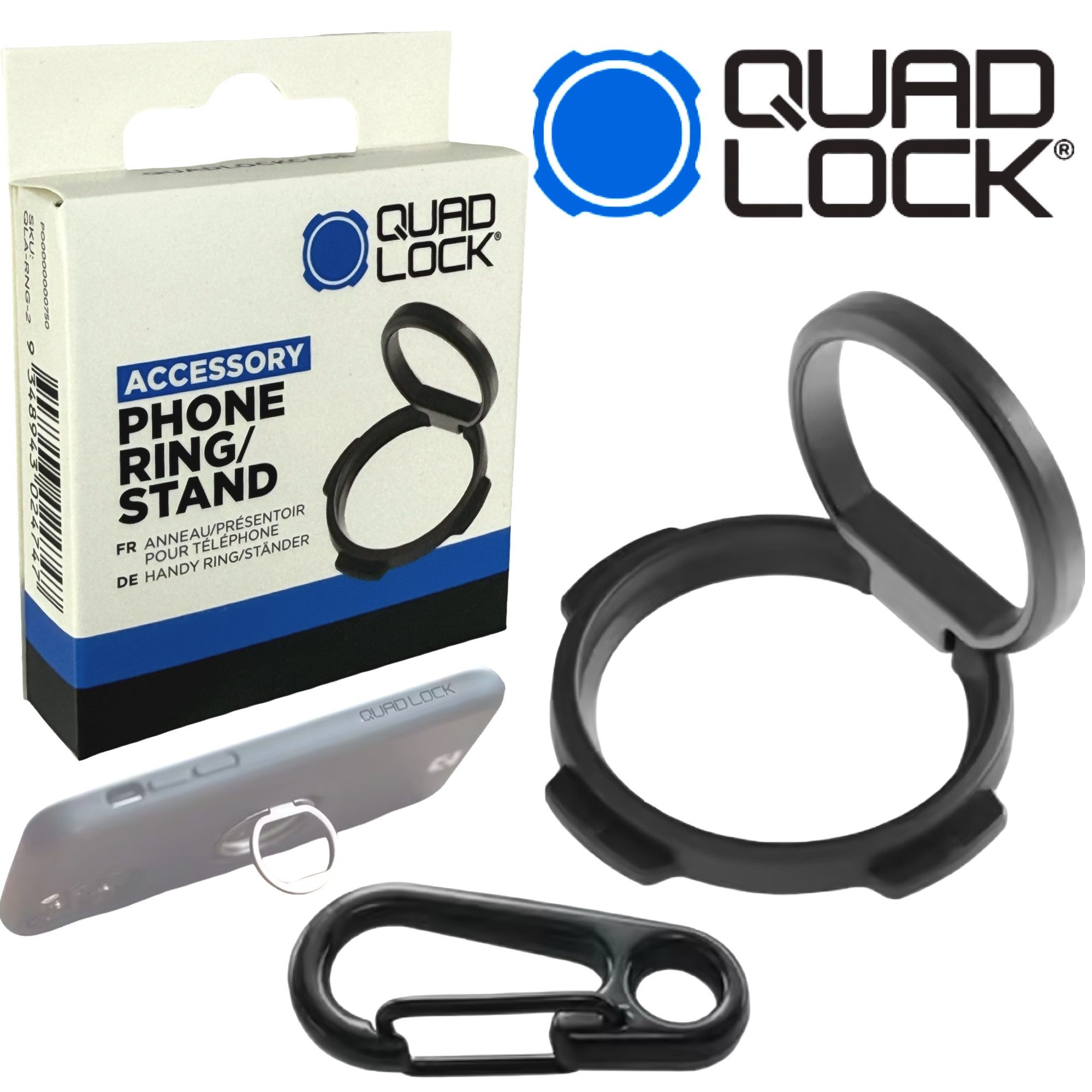 Quad Lock Handy-Halterung QUAD LOCK Handy System Ringhalter Ständer V2 Socket Haltehilfe