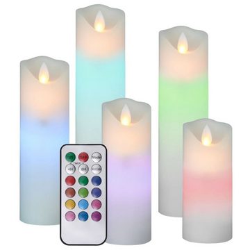 DOTMALL LED-Kerze 5-teiliges elektrisches LED-Kerzenset mit Fernbedienung, bunt