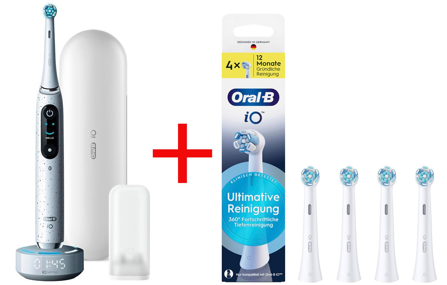 Oral-B Elektrische Zahnbürste iO 10, Aufsteckbürsten: 5 St., Magnet-Technologie, iOsense, 7 Putzmodi, Farbdisplay & Lade-Reiseetui