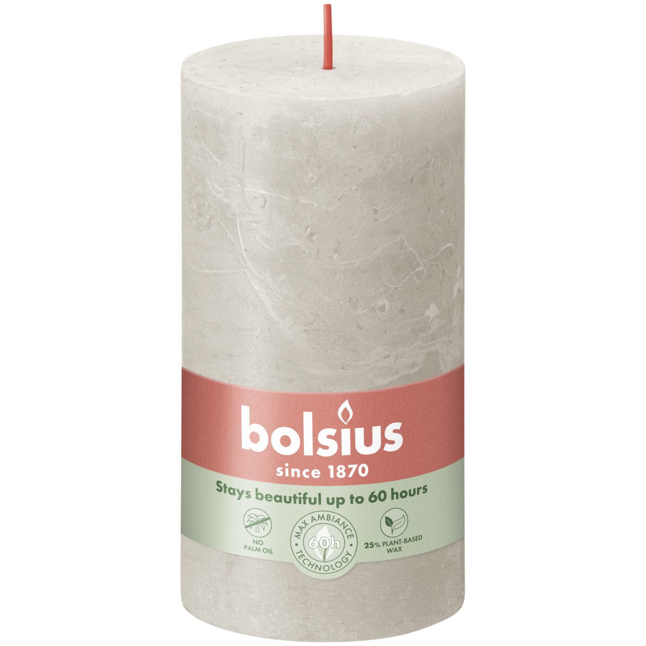 Bolsius Stumpenkerze Bolsius Rustik Stumpenkerze rustik sandgrau, Höhe: günstig online kaufen